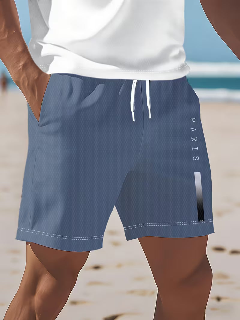 Men’s Digital Print Polo Shirt and Shorts Set – 2-Piece Summer Outfit