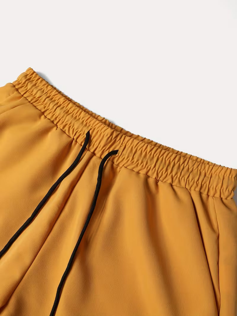 2pcs Printed Men's Summer Short Sleeve Button- Shirt and Shorts Set