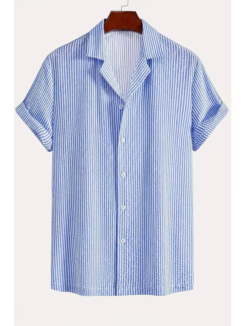 Men’s Color Block Seersucker Co-Ord Set – 2-Piece Summer Outfit