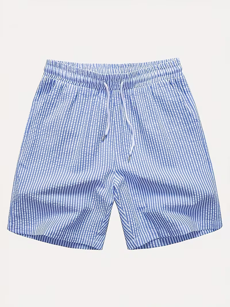 Men’s Color Block Seersucker Co-Ord Set – 2-Piece Summer Outfit